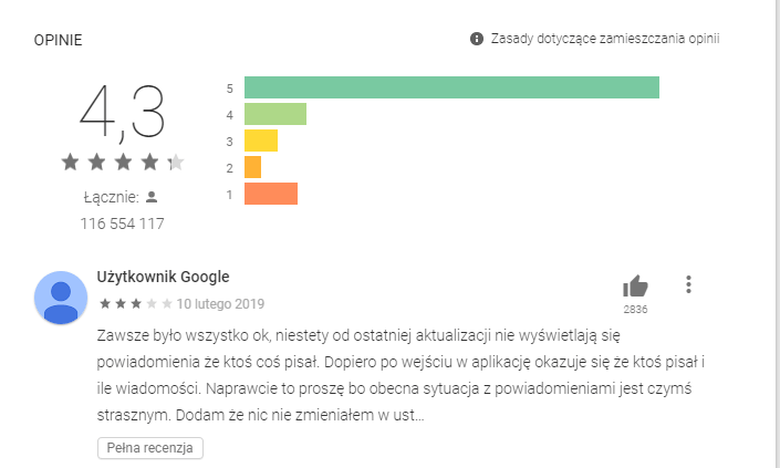 Opinie w Google Play