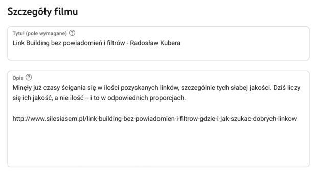 Tytuł i opis filmu